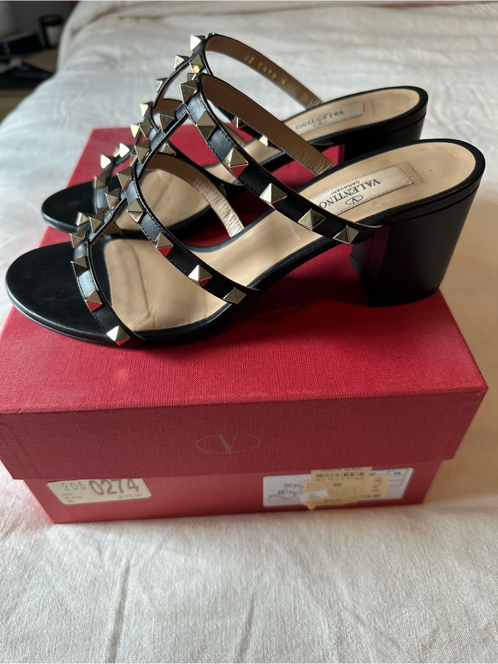 Authentic Valentino Rockstud Leather Slide Sandals (60 mm) - Picture 3 of 9